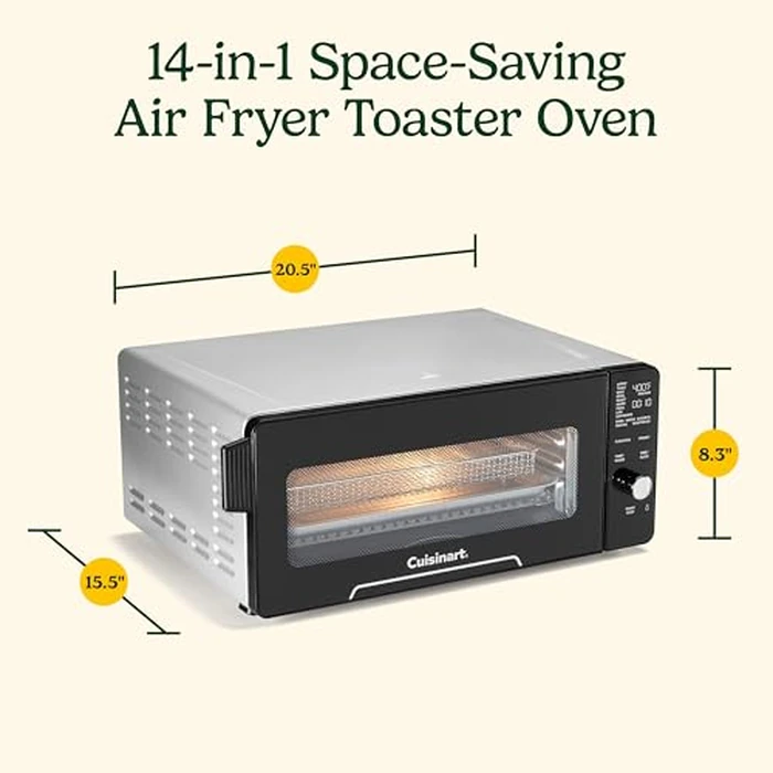 Cuisinart 14-in-1 Space-Saving Air Fryer Toaster Oven with 9 Cooking Functions and 5 Air Fry Presets, 80 to 450 degreesF, Low Profile, 17L Capacity, 1800W, Black (TOA-105C) by Cuisinart - Image 7