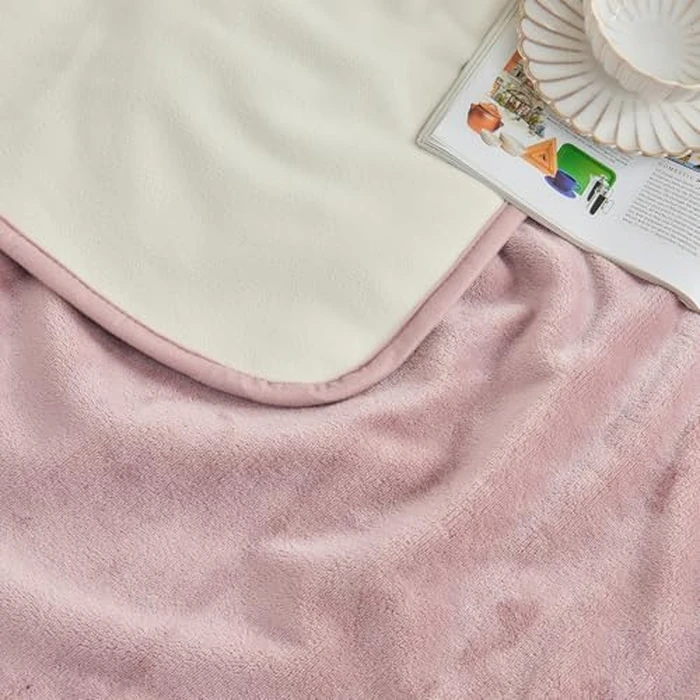 Yaning Waterproof Blanket 80"x90" for Adults, Reversible Waterproof Bed Cover for Dogs Cats Pets, Soft Leakproof Blanket for Bed Couch Sofa Furniture Protector, Dusty Pink/Off White by Yaning - Image 5