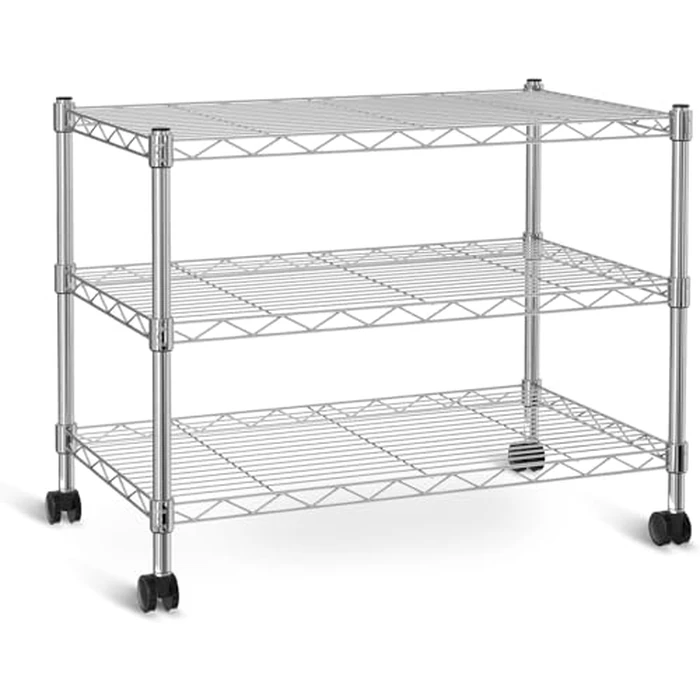 Simple Deluxe 3-Tier Storage Shelves, 750 Lbs Loading Capacity, 24.02" W x 13.78" D x 21.97" H Shelving Unit for Garage, Pantry and Kitchen, Chrome by Simple Deluxe - Used - Very Good condition - US$34.44