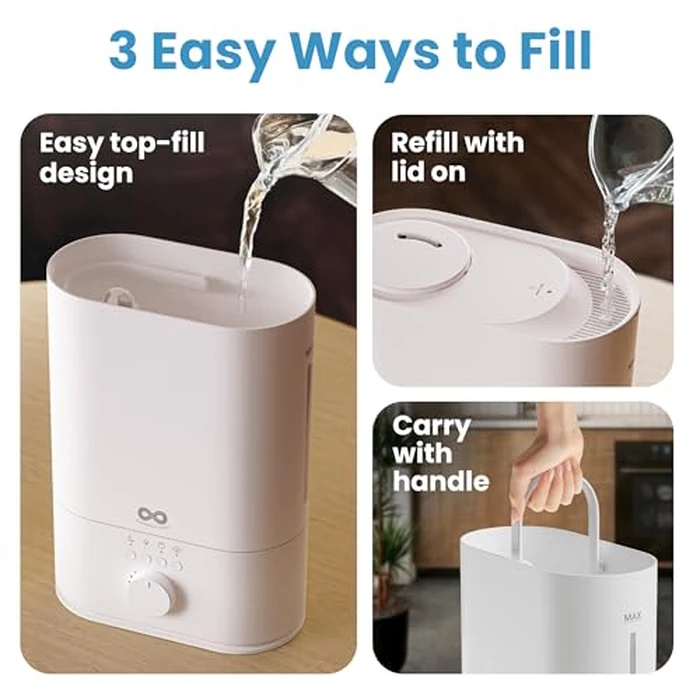 Everlasting Comfort Cool Mist Humidifiers for Bedroom (6L) - Large Room No-Filter, Quiet Air Corded Humidifier for Plants, Baby, Allergies, Dry Skin, Congestion, 60 Hr Run Time, Easy Clean by Everlasting Comfort - Image 3