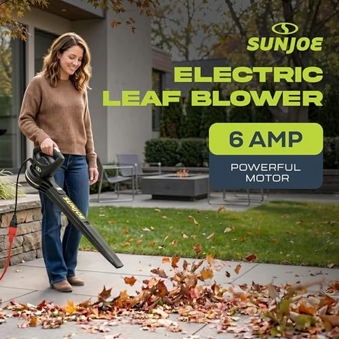 Sun Joe SBJ597E All-Purpose Electric Leaf Blower, 6-Amp Motor, 155 MPH, 260 CFM, Black - Lightweight & Compact, One-Hand Operation for Yards, Porches, Patios, Walkways, Decks, Garage & Light Snow by Sun Joe - Image 3