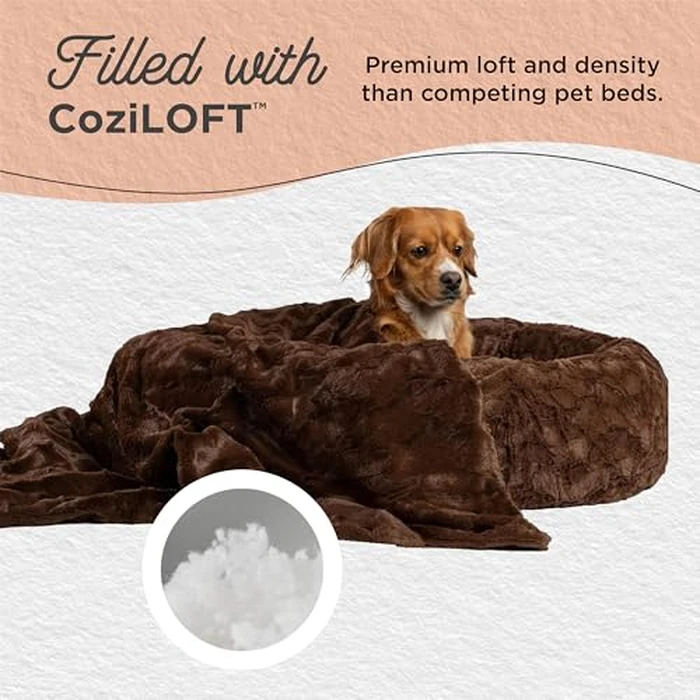 Best Friends by Sheri Bundle Set The Original Calming Lux Donut Cuddler Cat and Dog Bed + Pet Throw Blanket Dark Chocolate Large 36" x 36" by Best Friends by Sheri - Image 3