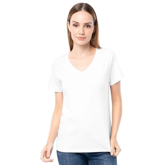 Fruit of The Loom Women's Short Sleeve V-Neck T-Shirt, 2 Pack, White/White, Medium by Fruit of the Loom - Image 4