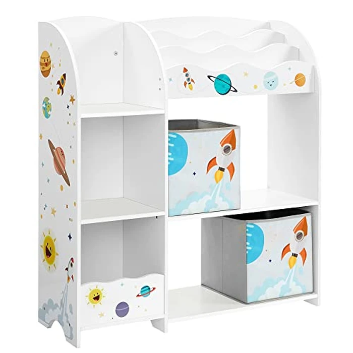 SONGMICS Toy and Book Organiser for Kids, Storage Unit with 2 Storage Boxes, White UGKR42WT by SONGMICS - Used - Acceptable condition - CA$56.61