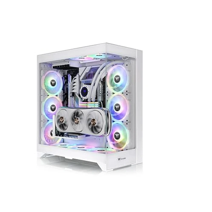 CTE E600 MX Snow Mid Tower E-ATX Case with Centralized Thermal Efficiency Design; Interchangeable Mesh & TG Front Panel; 3Way VGA Mounting Bracket; 400mm PCIe4 Riser Cable Included; CA-1Y3-00M6WN-00 by Thermaltake - Image 1