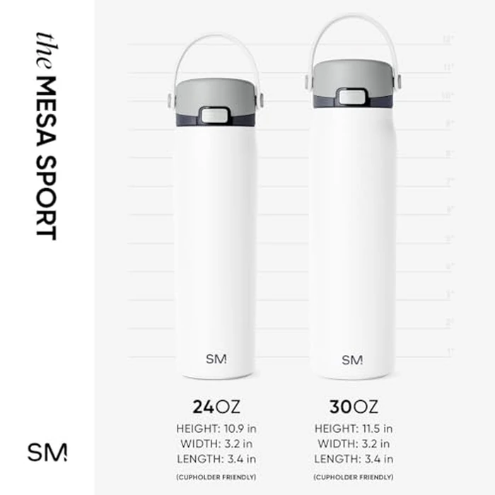 Simple Modern Mesa Sport Water Bottle with Covered Chug Lid | 30oz Cup Holder Friendly Insulated Stainless Steel Bottle for Gym, Sports and Travel | Polar Bear by Simple Modern - Image 7