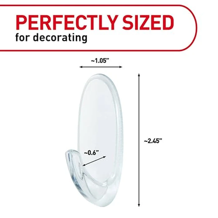 Command Medium Clear Wall Hook, 7 Wall Hook and 12 Strips, Damage-Free Hanging with Adhesive, Great for Hanging Home Decor, Holds up to 2 lb by Command - Image 2