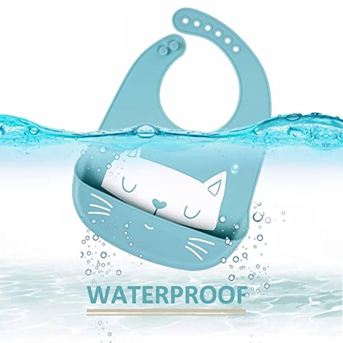 YINGJEE Baby Bibs Silicone Feeding Bibs, Weaning Waterproof Bibs with Food Crumb Catcher Pocket Baby Bibs Easily to Clean, Comfortable and Foldable by YINGJEE - Image 2