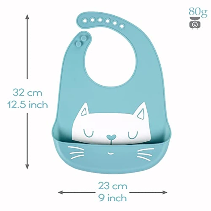YINGJEE Baby Bibs Silicone Feeding Bibs, Weaning Waterproof Bibs with Food Crumb Catcher Pocket Baby Bibs Easily to Clean, Comfortable and Foldable by YINGJEE - Image 4