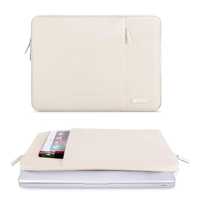 MOSISO Laptop Sleeve Bag Compatible with Laptop 15 inch, Polyester Vertical Case with Pocket, Sand by MOSISO - Image 3