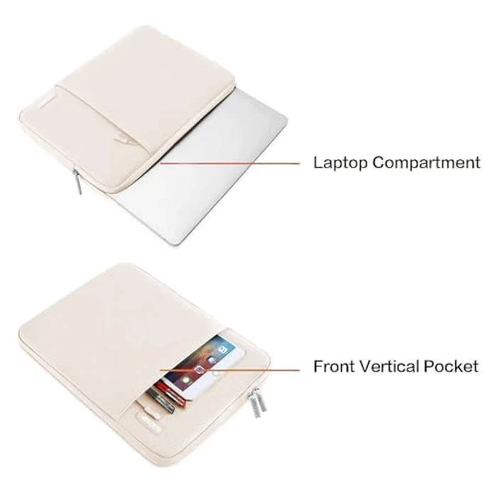 MOSISO Laptop Sleeve Bag Compatible with Laptop 15 inch, Polyester Vertical Case with Pocket, Sand by MOSISO - Image 5