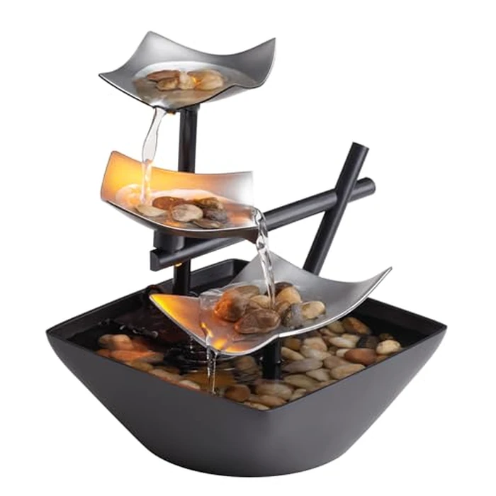 Homedics Tabletop Water Fountain, Home Décor Soothing Sound Machine - Automatic Pump, Deep Basin & Natural River Rocks. Indoor Zen Relaxation for Office, Living Room, or Bedroom, 8.25” Tall by Homedics - Used - Good condition - US$24.38