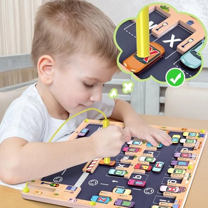 Scuwtocn Wooden Magnetic Alphabet Maze Letter Puzzle, Montessori Fine Motor Skills Toys for Boys Girls 3 4 5 Years Old, ABC Learning Toys for Kids Age 3+, Christmas, Birthday Present by Scuwtocn - Image 3