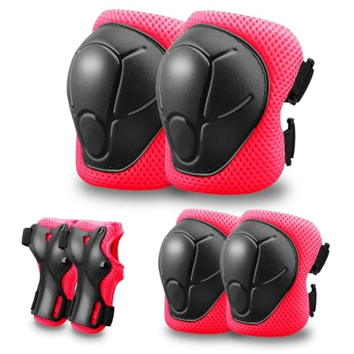 Kids Protective Gear Set Knee Pads for Kids 3-14 Years Toddler Knee and Elbow Pads with Wrist Guards 3 in 1 for Skating Cycling Bike,Biking, Roller Skates, Scooters (Red, M(8-14Years)) by ZLEIOUY - Image 1