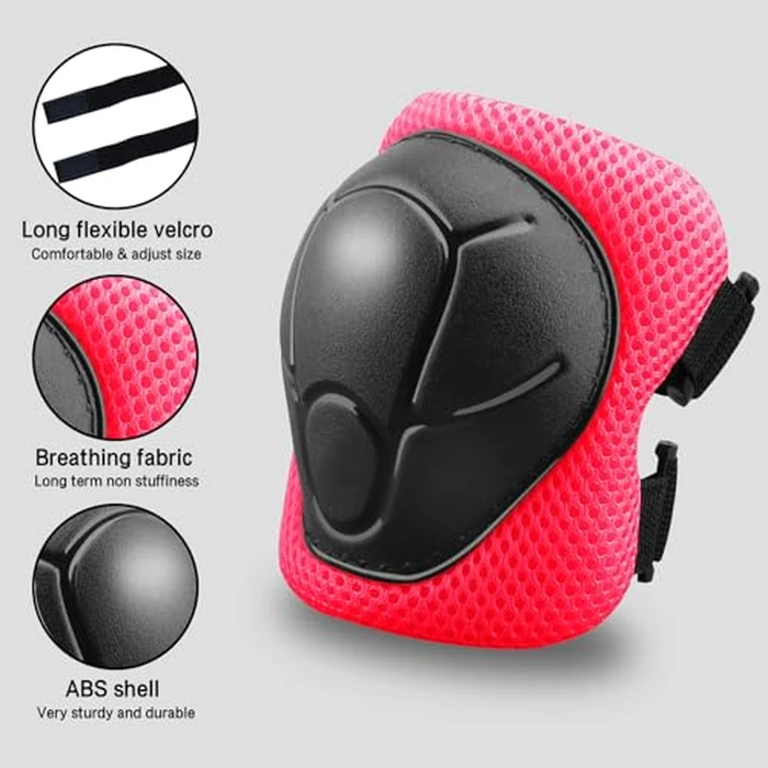 Kids Protective Gear Set Knee Pads for Kids 3-14 Years Toddler Knee and Elbow Pads with Wrist Guards 3 in 1 for Skating Cycling Bike,Biking, Roller Skates, Scooters (Red, M(8-14Years)) by ZLEIOUY - Image 3