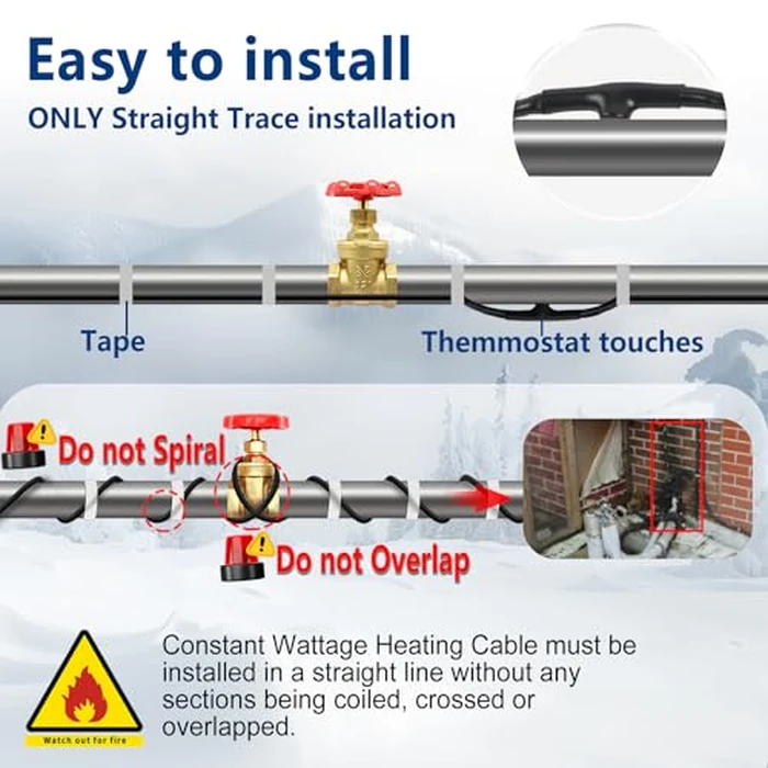 TOPDURE 18ft Pipe Insulation Heat Tape - Constant Wattage 7w/ft, Energy-Efficient, CSA/ETL, Protects Metal & Water-Filled Plastic Pipes at -40 degreesF by TOPDURE - Image 4