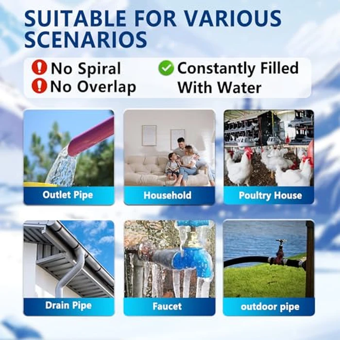TOPDURE 18ft Pipe Insulation Heat Tape - Constant Wattage 7w/ft, Energy-Efficient, CSA/ETL, Protects Metal & Water-Filled Plastic Pipes at -40 degreesF by TOPDURE - Image 9