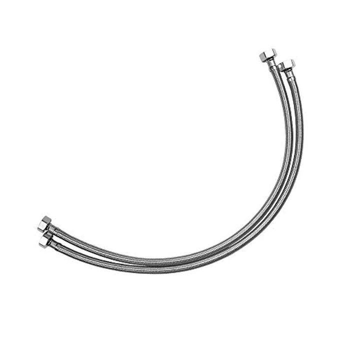 Vataler Faucet Line Connector Braided 304 Stainless Steel Supply Hose 1/2" I.P. Female Thread to 1/2" I.P. Female Straight Thread Faucet Hose Replacement (One Pair) by Vataler - Image 1