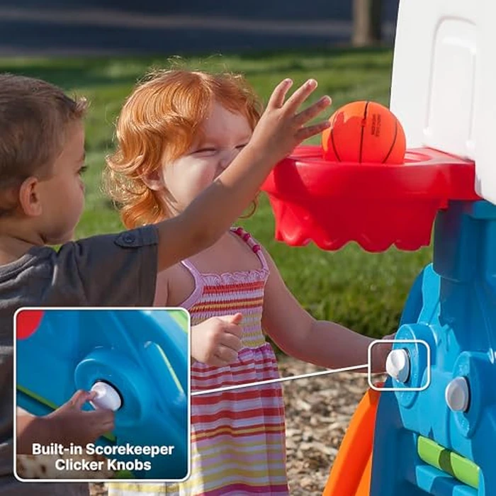 Step2 Game Time Sports Climber, Kids Indoor/Outdoor Playset, Backyard Playground Set, Slide, Climbing Wall, Basketball Hoop, Outside Jungle Gym, For Toddlers 2-6 Years Old by Step2 - Image 3