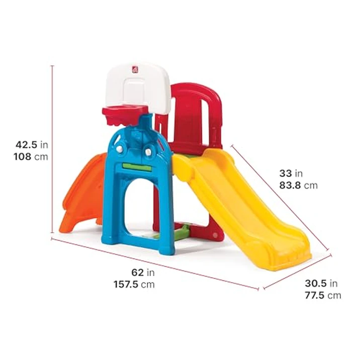 Step2 Game Time Sports Climber, Kids Indoor/Outdoor Playset, Backyard Playground Set, Slide, Climbing Wall, Basketball Hoop, Outside Jungle Gym, For Toddlers 2-6 Years Old by Step2 - Image 6