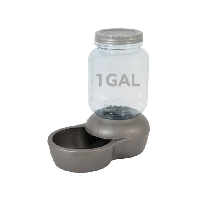 Petmate Mason Inspired Replendish Gravity Waterer, Water Dispenser for Dogs and Cats, 1 Gallon Silver, Made in USA by Petmate - Used - Very Good condition - US$25.20