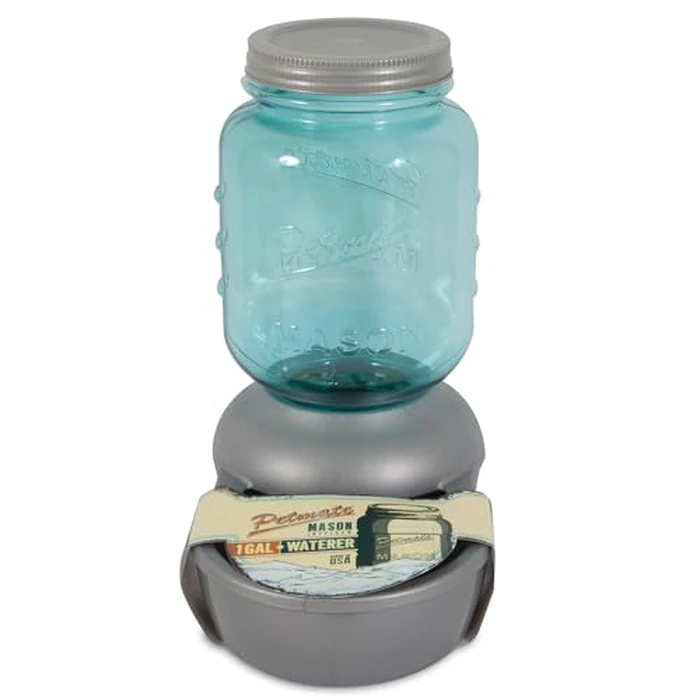 Petmate Mason Inspired Replendish Gravity Waterer, Water Dispenser for Dogs and Cats, 1 Gallon Silver, Made in USA by Petmate - Image 2