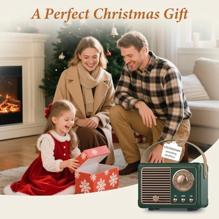 PRUNUS J-999 Retro Bluetooth Speaker,Vintage Decor,Mini Wireless Bluetooth Speaker,Cute Old Fashion Style Support USB/TF Card/AUX for Kitchen Desk Bedroom Office Party Outdoor(Green) by PRUNUS - Image 5