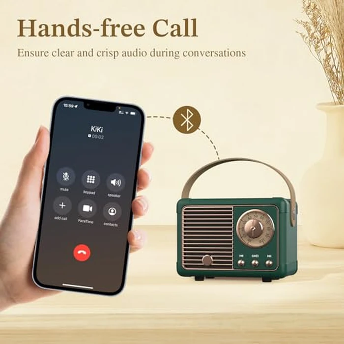 PRUNUS J-999 Retro Bluetooth Speaker,Vintage Decor,Mini Wireless Bluetooth Speaker,Cute Old Fashion Style Support USB/TF Card/AUX for Kitchen Desk Bedroom Office Party Outdoor(Green) by PRUNUS - Image 6