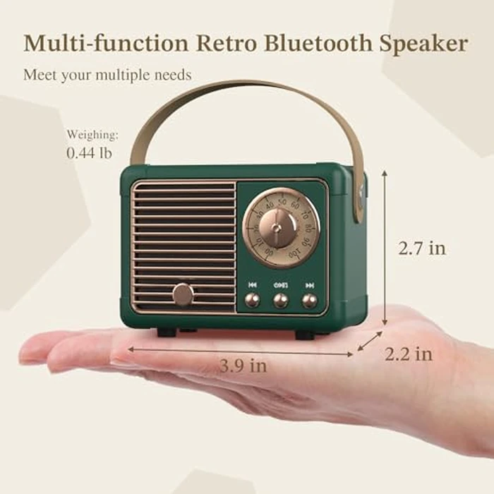 PRUNUS J-999 Retro Bluetooth Speaker,Vintage Decor,Mini Wireless Bluetooth Speaker,Cute Old Fashion Style Support USB/TF Card/AUX for Kitchen Desk Bedroom Office Party Outdoor(Green) by PRUNUS - Image 7