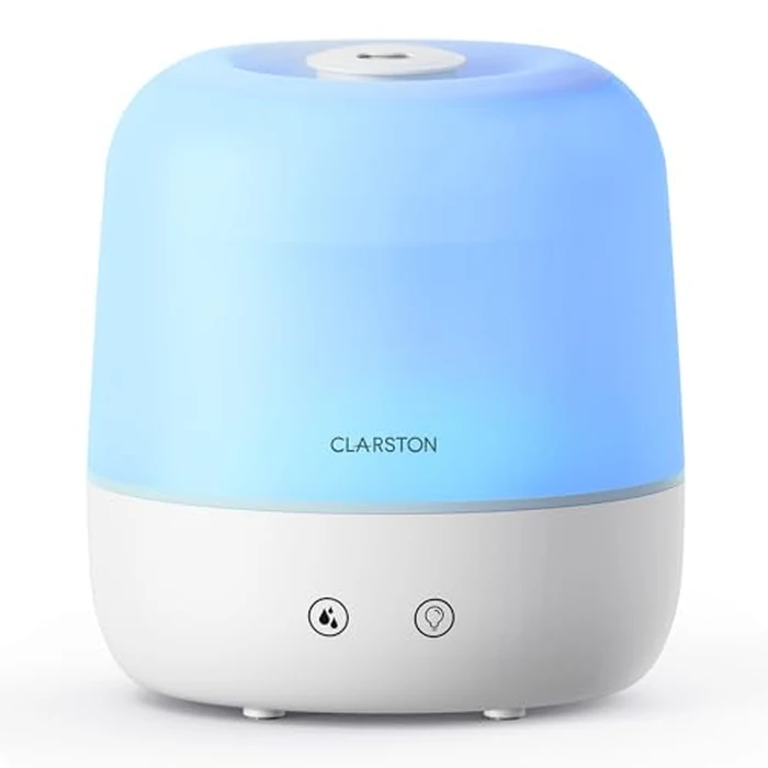 Clarston 2L Cool Mist Humidifier for Bedroom with 360 degrees Adjustable Nozzle, High and Low Mist Levels, Ultra-Low Noise, Light-Off, No BPA, Auto Shut Off, Ideal Baby Humidifier with Easy Top Filling by CLARSTON - Used - Acceptable condition