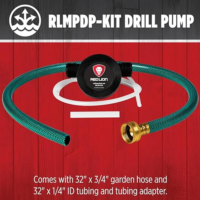 Red Lion RLMPDP-KIT, 154 GPH Drill Powered Transfer Pump with 32-inch Length of Garden Hose, 1/4-inch O.D. Tubing, and Adapter, Black, 14942022 by Red Lion - Image 3