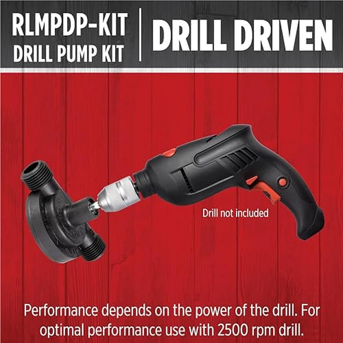 Red Lion RLMPDP-KIT, 154 GPH Drill Powered Transfer Pump with 32-inch Length of Garden Hose, 1/4-inch O.D. Tubing, and Adapter, Black, 14942022 by Red Lion - Image 5