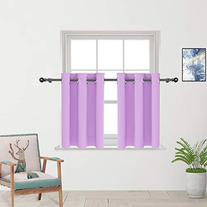 Kitchen Tier Curtains 30 inch Room Darkening Kitchen Tiers Bathroom Short Curtain Triple Weave Small Cafe Curtains Half Window Treatment Set 2 Panels Grommet Top 30" Lilac by UPOPO - Used - Good condition - CA$11.45