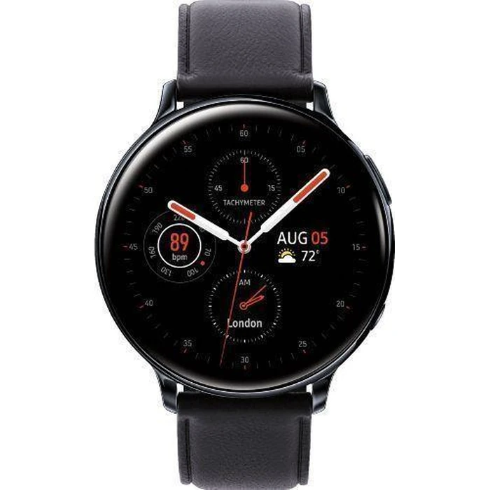 Samsung Galaxy Watch Active2 (Bluetooth) - 4GB - 40mm - Black Stainless Steel Case with Black Fluoroelastomer Leather Strap by Samsung - Refurbished - Good condition - CA$90.49