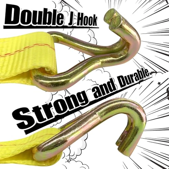 KJE 10 Pack Ratchet Straps Heavy Duty, 2" x 27' Ratchet Strap 10,000 Lbs Max Break Strength, Tie Down Ratcheting with J-Hook, Cargo Straps for Truck, Trailer, Moving Appliances by KJE - Image 4