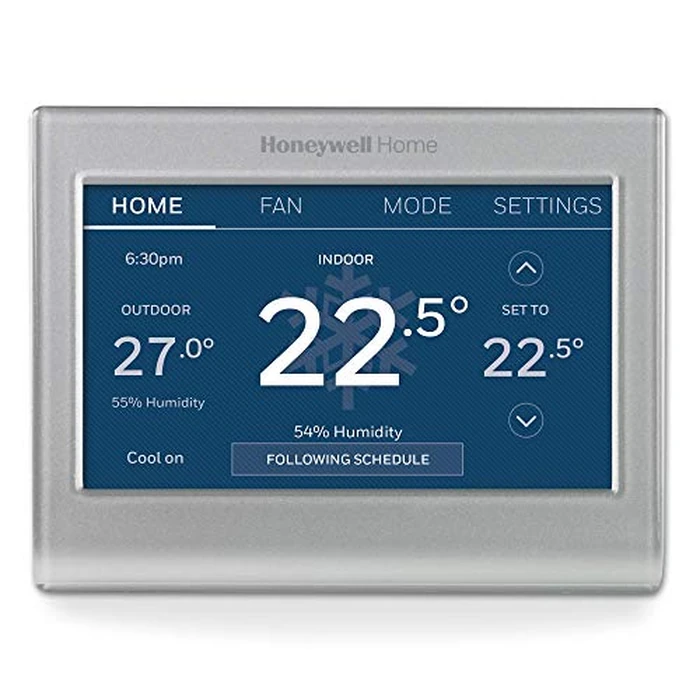 Honeywell Home RTH9585WF Wi-Fi Smart Colour Thermostat, 7-Day Programmable, Touchscreen, Energy Star, Alexa Ready, C-Wire Required, Not Compatible with Line Volt Heating, Silver by Ademco - Used - Acceptable condition