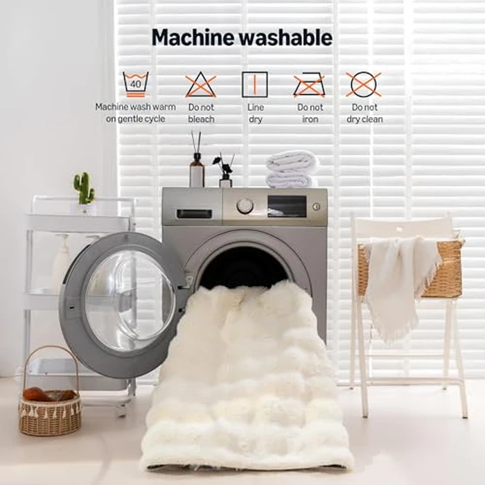 Amazon Basics Indoor Area Rug, 3D Bubble Washable Home Decor Carpet for Living Room, Bedroom, 5' W x 7' L, Beige by Amazon Basics - Image 6