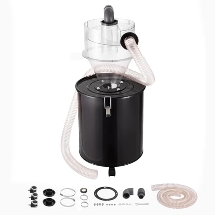 VEVOR Cyclone Dust Separator with Metal Tank, 4" Retrofit Cyclone Separator for Dust Collectors, ABS with 2" Hole O.D. Connector & Hose for Wet/Dry Shop Vacuums, Fits 13.21 Gallon Tank by VEVOR - Image 9