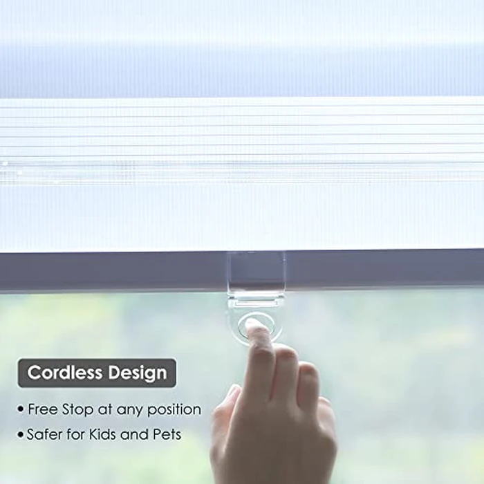 LUCKUP Cordless Zebra Blinds Roller Shades for Windows Dual Layer Light Control Fabric for Home Office Kitchen Day and Night Light Filtering Window Blinds, 23" W x 72" H (W58.4xH183cm), White by LUCKUP - Image 2