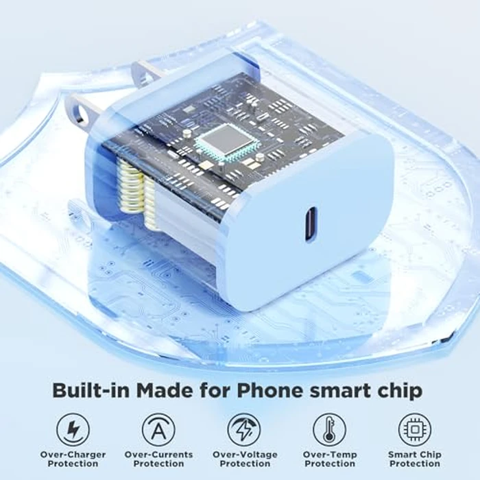 Fast Charging for iPhone 15 16 Pro Max Charger Colorful, 3Pack 20W USB C Fast Chargers Block with 6/6/10ft Long USB C to C Braided Cable Compatible with iPhone 16/15 Pro/15 Plus/iPad Pro 13/12.9,Blue by Hzevn - Image 4