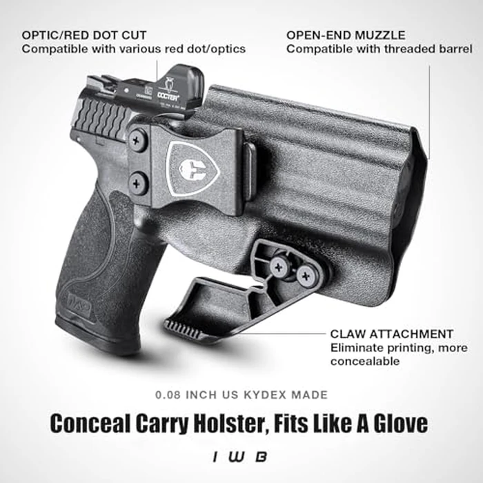 WARRIORLAND IWB Kydex w/Claw & Optics Cut, Compatible with S&W M&P 9/.40 M2.0 Compact(4.0" Barrel)/ M2.0 Full Size(4.25" Barrel), Inside Waistband Concealed Carry, Adj. Posi-Click Retention & Cant by WARRIORLAND - Image 3