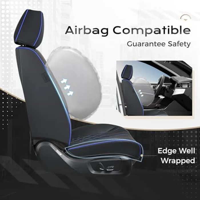 Coverado Car Seat Covers Full Set, 5 Seats Front Seat Cover and Back Seat Covers for Cars, Automotive Seat Covers Nappa Leather Waterproof Seat Covers, Car Seat Protectors Universal for Cars by Coverado - Image 3