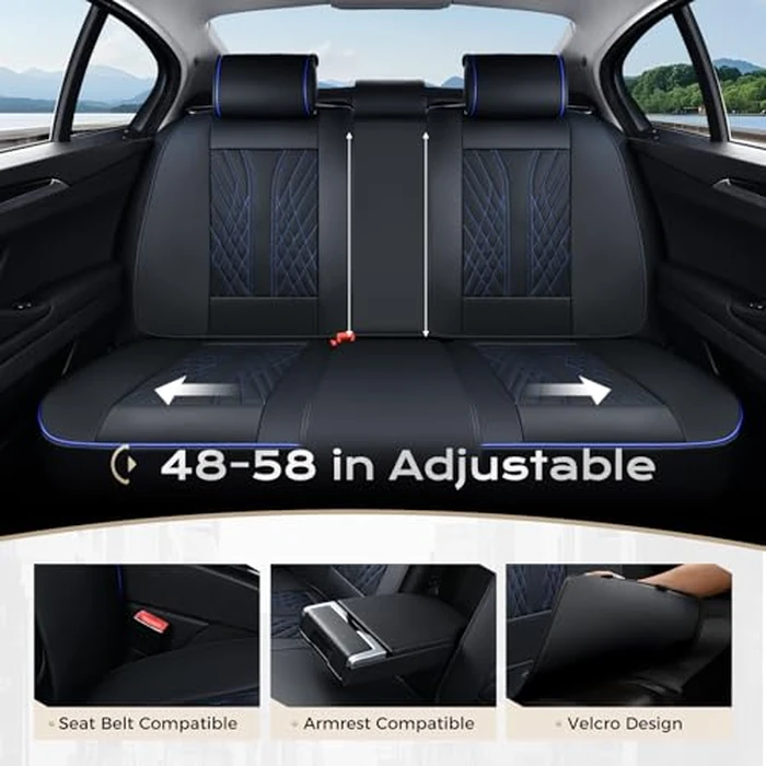 Coverado Car Seat Covers Full Set, 5 Seats Front Seat Cover and Back Seat Covers for Cars, Automotive Seat Covers Nappa Leather Waterproof Seat Covers, Car Seat Protectors Universal for Cars by Coverado - Image 5