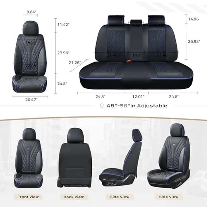 Coverado Car Seat Covers Full Set, 5 Seats Front Seat Cover and Back Seat Covers for Cars, Automotive Seat Covers Nappa Leather Waterproof Seat Covers, Car Seat Protectors Universal for Cars by Coverado - Image 6