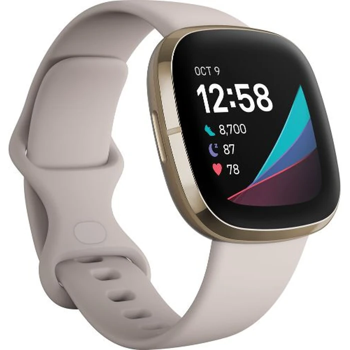 Fitbit Sense Advanced Health Smartwatch - 40mm - Soft Gold Stainless Steel Case with Lunar White Silicone Silicone Band by Fitbit - Image 2