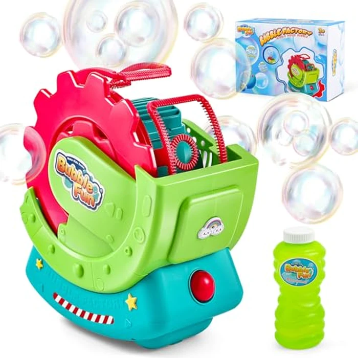 Bubble Machine for Toddlers Kids & Pets, with 8oz Safe Solution, Extra Large & Bubbles in Bubble Maker, Children & Pets Dog Toys Gift, Indoor/Outdoor Birthday Wedding Party Bubble Blower by MAKE KIDS SMILE BUBBLE FUN - Used - Like New condition - US$28.26