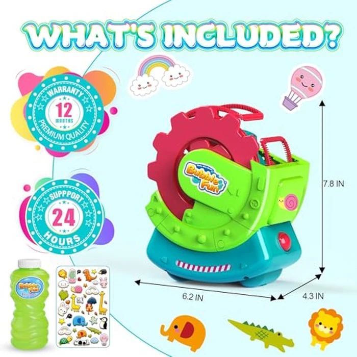 Bubble Machine for Toddlers Kids & Pets, with 8oz Safe Solution, Extra Large & Bubbles in Bubble Maker, Children & Pets Dog Toys Gift, Indoor/Outdoor Birthday Wedding Party Bubble Blower by MAKE KIDS SMILE BUBBLE FUN - Image 2