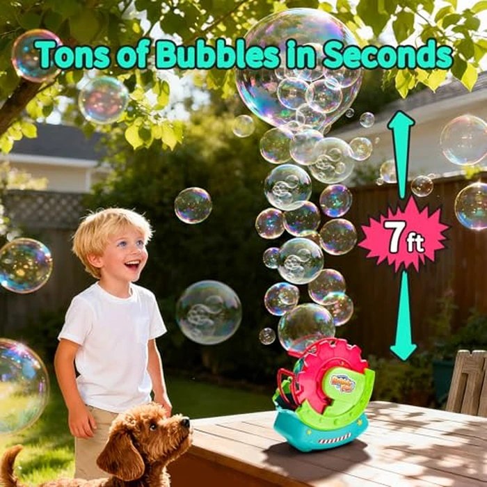 Bubble Machine for Toddlers Kids & Pets, with 8oz Safe Solution, Extra Large & Bubbles in Bubble Maker, Children & Pets Dog Toys Gift, Indoor/Outdoor Birthday Wedding Party Bubble Blower by MAKE KIDS SMILE BUBBLE FUN - Image 4