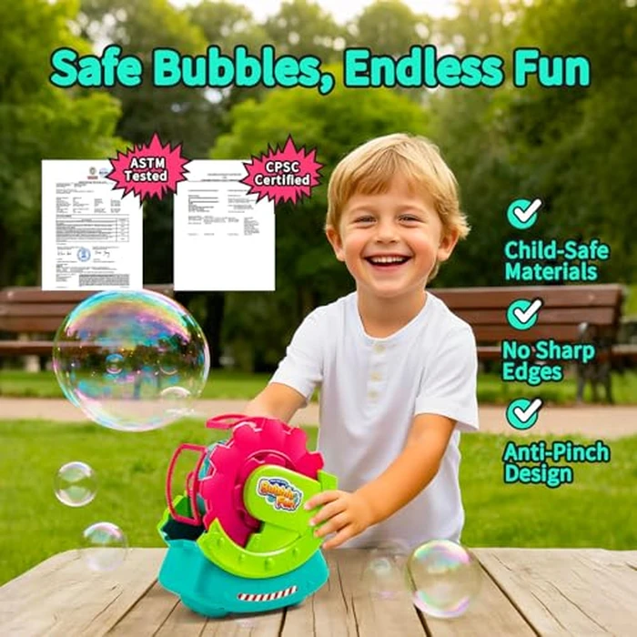 Bubble Machine for Toddlers Kids & Pets, with 8oz Safe Solution, Extra Large & Bubbles in Bubble Maker, Children & Pets Dog Toys Gift, Indoor/Outdoor Birthday Wedding Party Bubble Blower by MAKE KIDS SMILE BUBBLE FUN - Image 6