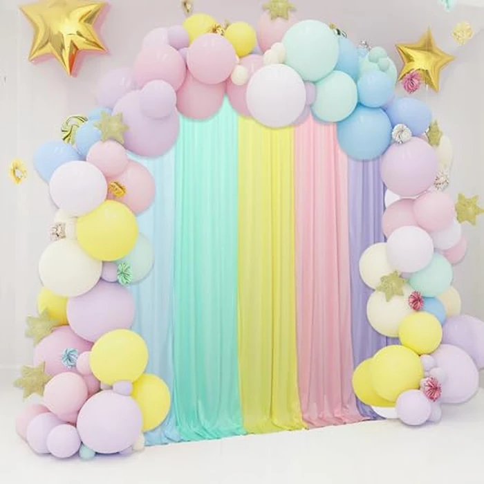 10x7FT Rainbow Backdrop Curtains for Parties - 5 Colors Pastel Drapes for Backdrop with 4 Inch Rod Pockets - Colorful Curtain Backdrop for Unicorn Birthday, Baby Shower, Rainbow Party Decorations by GALLETY - Image 5